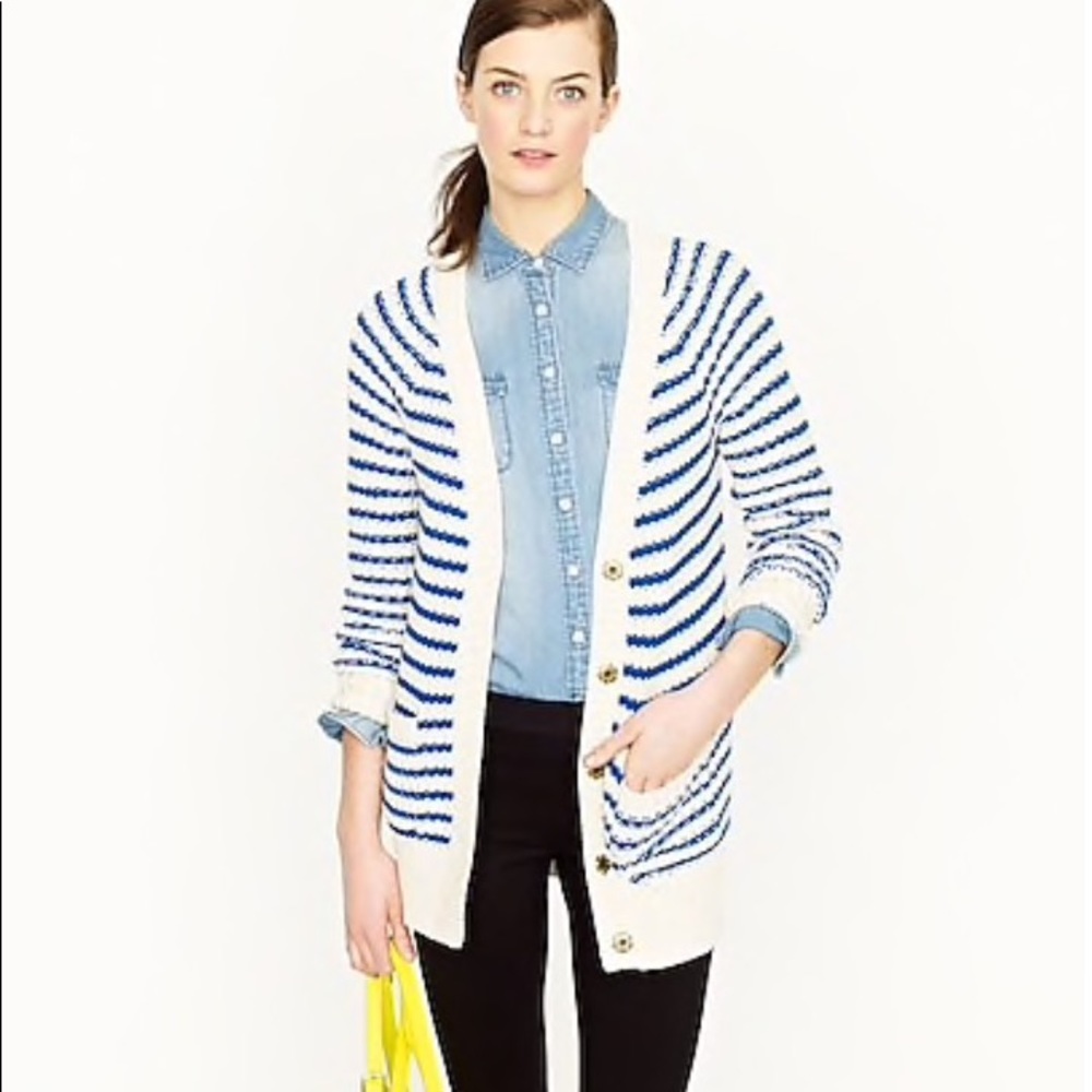 Jcrew ripplestitch cardigan in stripe size XS